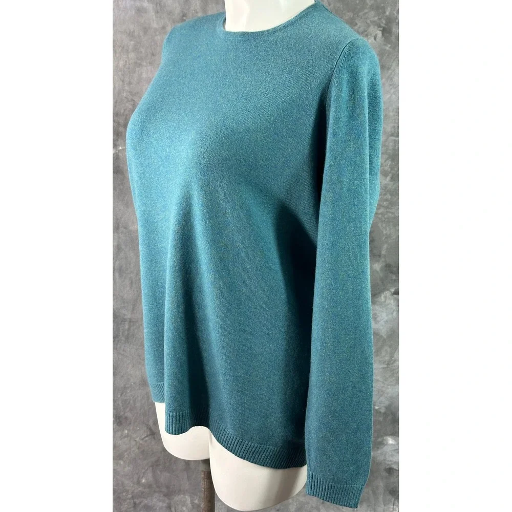 LL Bean Women's 100% Cashmere Aqua Blue Crew Neck Sweater sz 2X (15889) - Picture 2 of 7